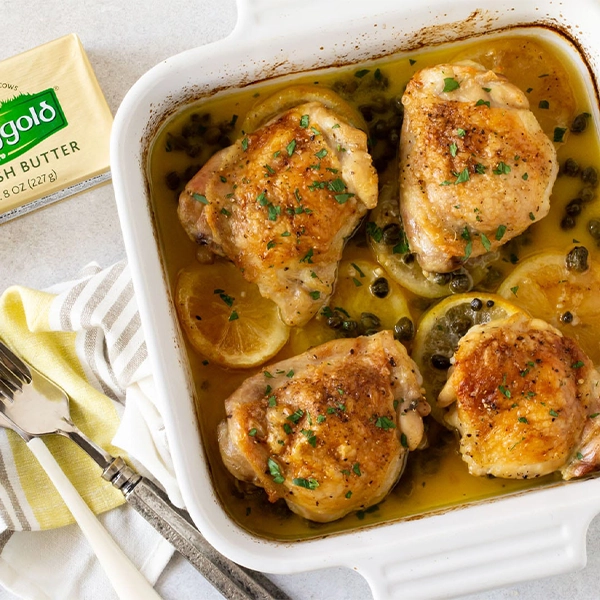 Crispy Baked Chicken Thighs with Capers
